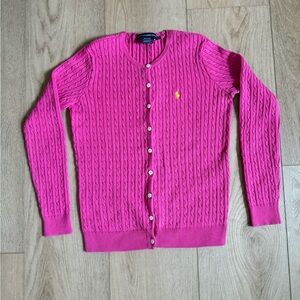 Polo Ralph Lauren cable-knit Cardigan with Yellow Logo